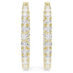 Matrix hoop earrings Round cut, White, Gold-tone plated